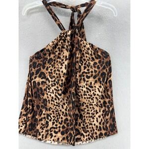 NWT Magicsuit Leopard Tankini‎ Top Womens 12 Brown Underwire Halter Slimming